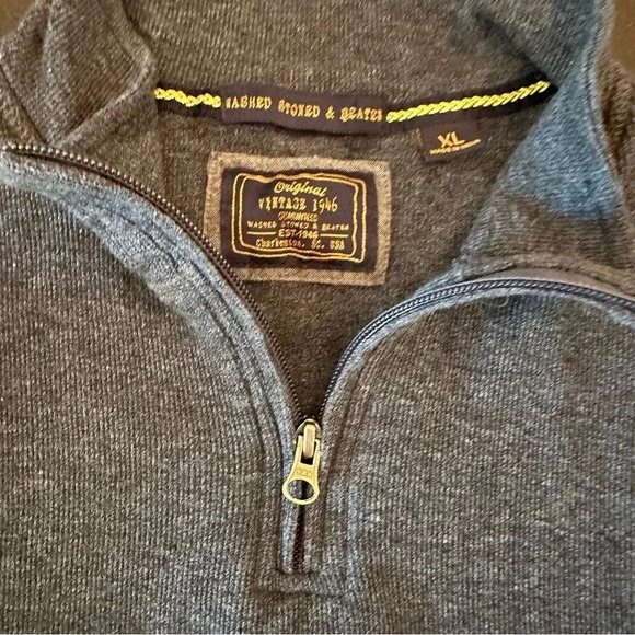Vintage 1946 Men's Quarter Zip Pullover Washed, Stoned, Beaten Navy Size XLarge - Picture 5 of 8